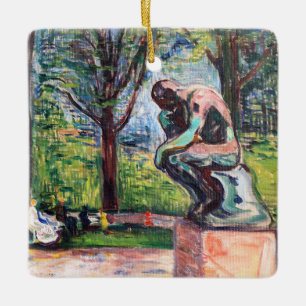Edvard Munch - The Thinker by Rodin Keramisch Ornament