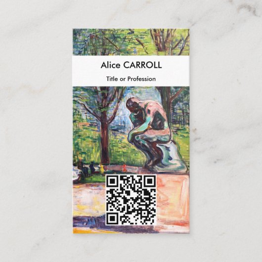 Edvard Munch - The Thinker by Rodin - QR Code Visitekaartje (Voorkant)