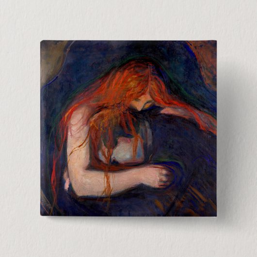 Edvard Munch - Vampire / Love and Pain Vierkante Button 5,1 Cm (Voorkant)