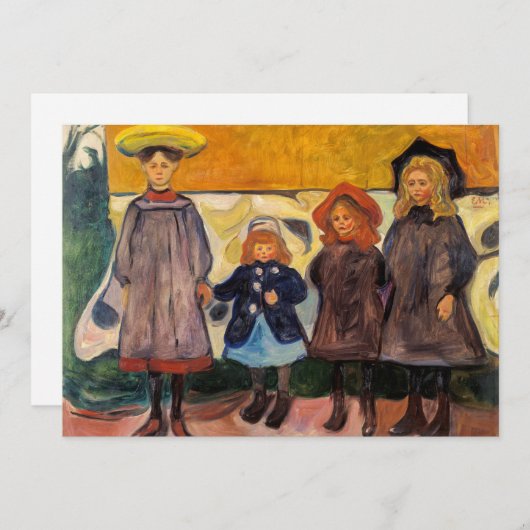 Edvard Munch - Vier meisjes in Asgardstrand Bedankkaart (Voorkant / Achterkant)