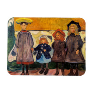 Edvard Munch - Vier meisjes in Asgardstrand Magneet