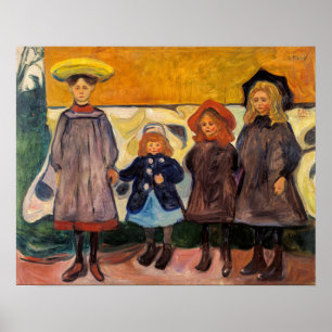 Edvard Munch - Vier meisjes in Asgardstrand Poster