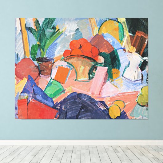 Edvard Weie, Stilleven met sinaasappels in een man Canvas Afdruk (Insitu (Houten vloer))