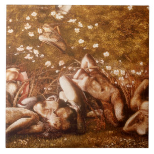 Edward Burne-Jones - Studie naar de slaapzalen Tegeltje