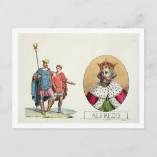 Edward Confessor en de Koning Alfred, plateert 7 Briefkaart
