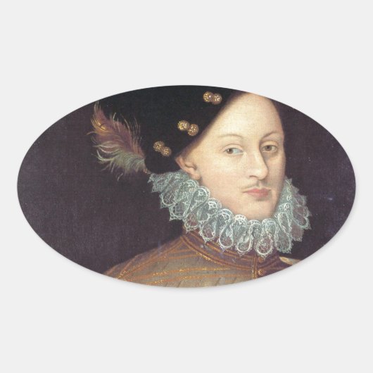 Edward de Vere, 17th Earl of Oxford Ovale Sticker (Voorkant)