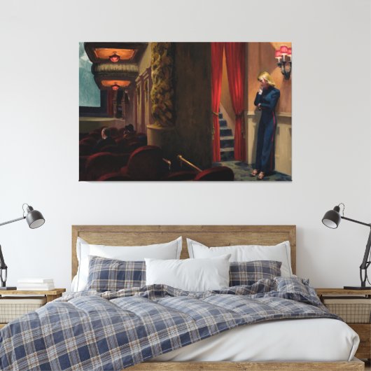 Edward Hopper - Film in het Nederlands Canvas Afdruk (Insitu (Slaapkamer))
