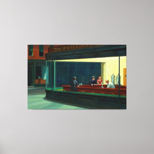 Edward Hopper - Nighthawks Canvas Afdruk (Voorkant)