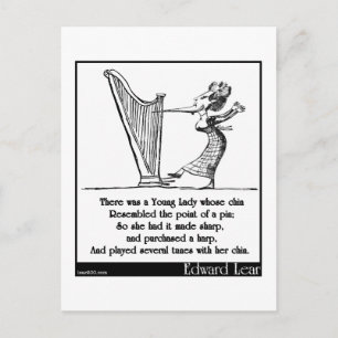 Edward Lear's Young Lady wiens kin Limerick Briefkaart