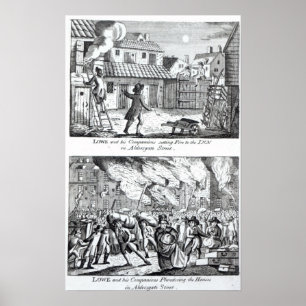 Edward Lowe en zijn metgezellen in brand Poster