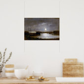 Edward Mitchell Banister Moon over een haven Poster (Keuken)