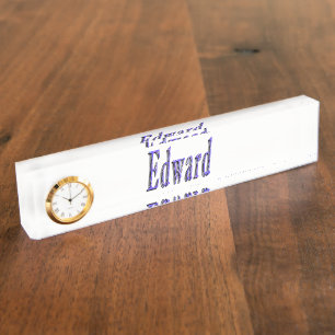 Edward, naam, Logo, bureau naam Bord met klok. Naambordje