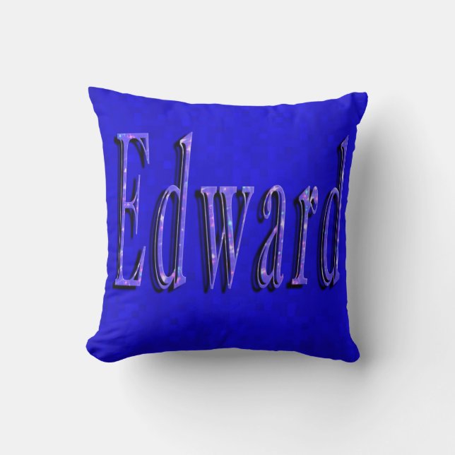 Edward Name Logo on Blue Mosaic Kussen (Voorkant)