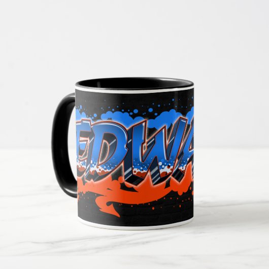 Edward prénom Graffiti blue Tasse orange (Devant gauche)