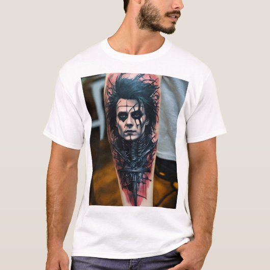 Edward Scissorhand T-shirt tatouage Abstrait (Devant)