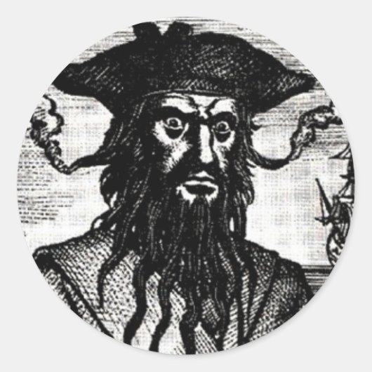 Edward Teach Portrait Ronde Sticker (Voorkant)