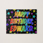 "EDWARD" Voornaam, geun "HAPPY BIRTHDAY" Legpuzzel (Horizontaal)