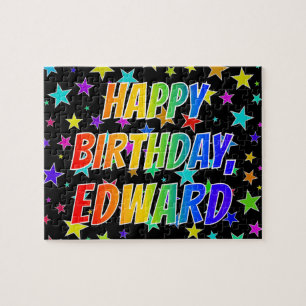 "EDWARD" Voornaam, geun "HAPPY BIRTHDAY" Legpuzzel