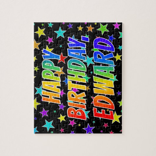 "EDWARD" Voornaam, geun "HAPPY BIRTHDAY" Legpuzzel (Verticaal)