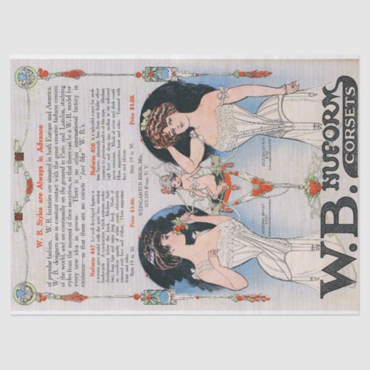  Edwardian Corset Ad Tissuepapier (Voorkant)