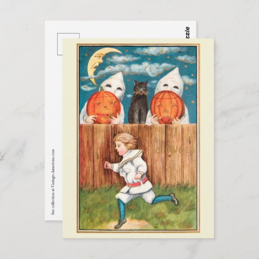 Edwardian Era Boy Running from Ghosts Halloween Briefkaart (Voorkant / Achterkant)
