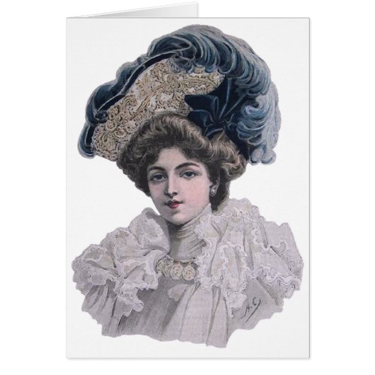 Edwardian Fashionable lady in blauw pet (Voorkant)