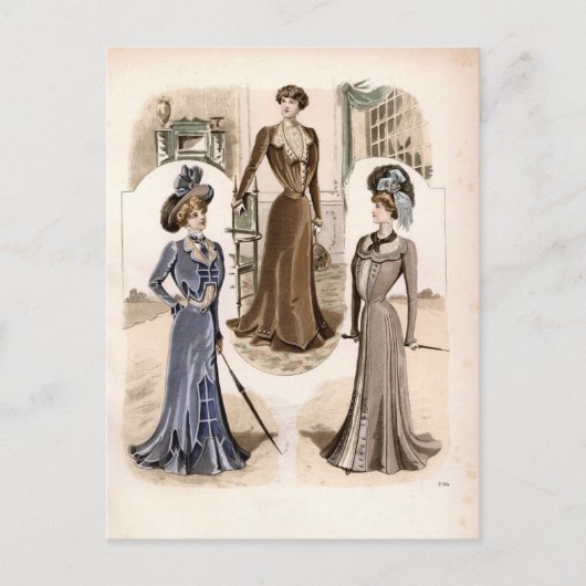 Edwardian Glam  Mode Illustratie Briefkaart (Voorkant)