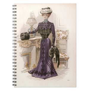 Edwardian Lady Fox Mode Illustratie Notitieboek