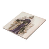 Edwardian Lady Fox Mode Illustratie Tegeltje (Zijkant)