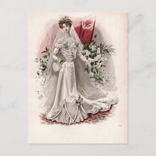 Edwardian Lady in Wedding Gown  Mode Briefkaart (Voorkant)