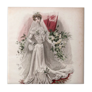 Edwardian Lady in Wedding Gown  Mode Tegeltje
