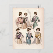 Edwardian Lady  Mode Illustratie Briefkaart (Voorkant / Achterkant)