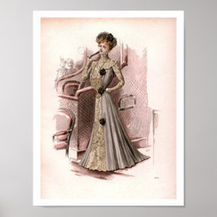 Edwardian Lady Mode Illustratie Poster