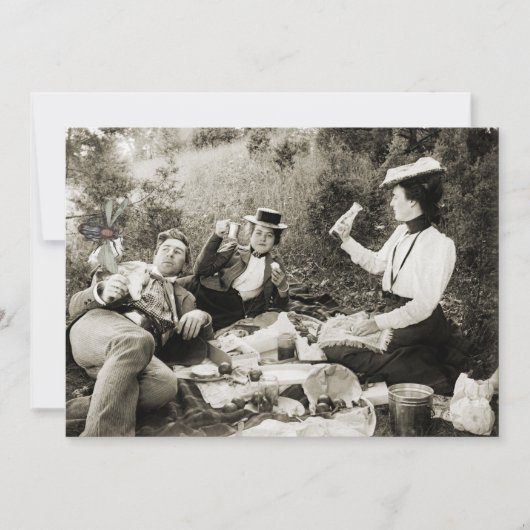 EDWARDIAN PERIODE PICNIC FUNNY FLY MAN BEAUTY VROU KAART (Voorkant)