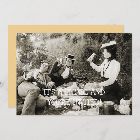 EDWARDIAN PERIODE PICNIC FUNNY FLY MAN BEAUTY VROU KAART (Voorkant / Achterkant)