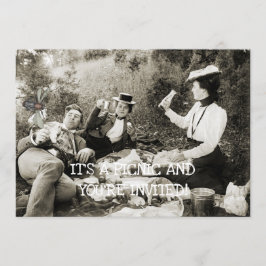 EDWARDIAN PERIODE PICNIC FUNNY FLY MAN BEAUTY VROU KAART