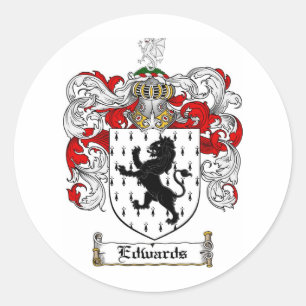 EDWARDS FAMILIE CREST - EDWARDS COAT OF ARMS RONDE STICKER