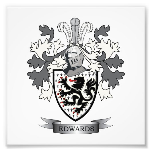 Edwards Family Crest Coat of Arms Foto Afdruk (Voorkant)