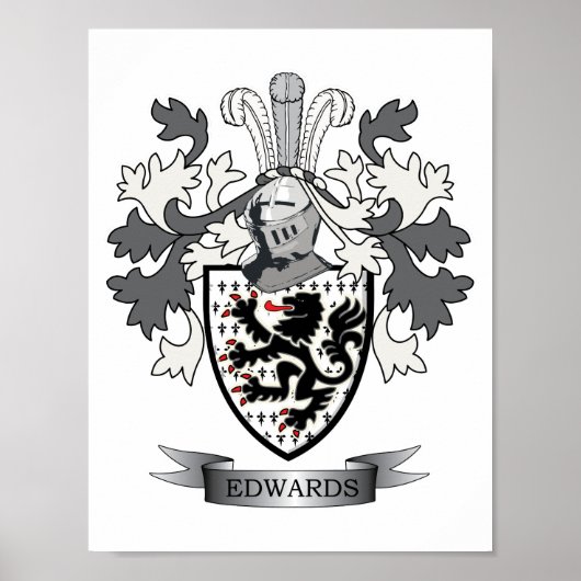Edwards Family Crest Coat of Arms Poster (Voorkant)