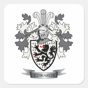 Edwards Family Crest Coat of Arms Vierkante Sticker