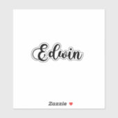 Edwin Naam - Handgeschreven kalligrafie Sticker (Vel)