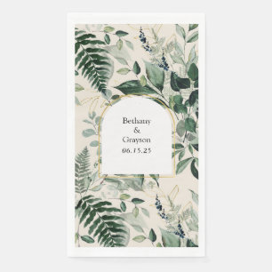 Eegant beige moderne boeg botanische bladeren brui servet