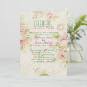 Eegant Pink rose Floral vintal bruiloft Kaart (Staand voorkant)