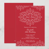 Eegant Red Sweet sixteen Invitation d'anniversaire (Devant / Derrière)