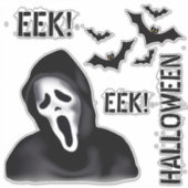 EEK & Echoes – Halloween Masked Ghost with Bats Sticker (Voorkant)