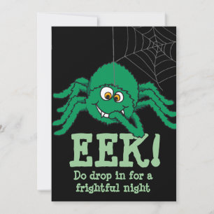 Eek, grote groene spin Halloween feestuitnodiging Kaart