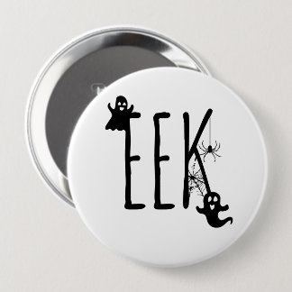 EEK! Spoken & Spider Halloween Zwart & Wit Ronde Button 4,0 Cm