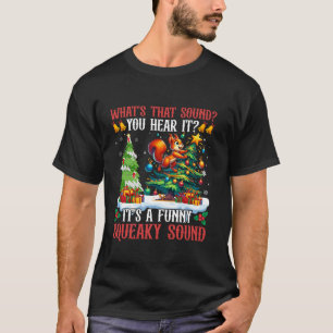 Eekhoorn Acorn Santa Hat Sneeuwvlokken Licht Kerst T-shirt