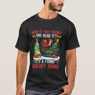 Eekhoorn Acorn Santa Hat Sneeuwvlokken Licht Kerst T-shirt