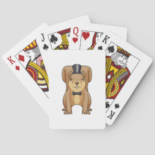 Eekhoorn als bruidegom met pak pokerkaarten